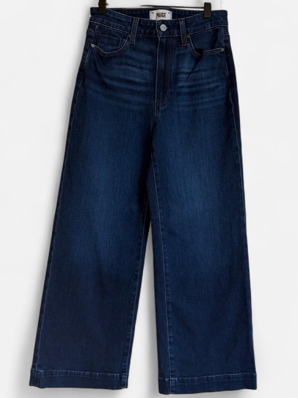 PAIGE Wide Leg Jeans in Dark Indigo Blue